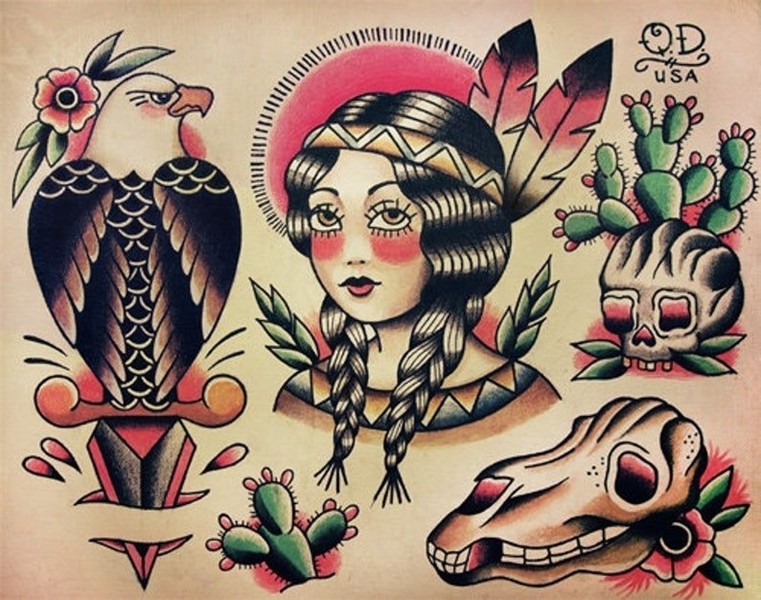Native Indian Theme Traditional Tattoo Designs Etsy in 2021