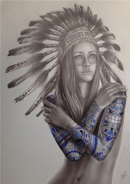 Native Indian Woman Drawing #CoolStuff Native american tatto