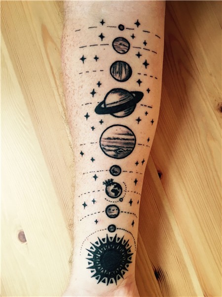 New tattoo! Solar system with my family on Earth... Tattoos,