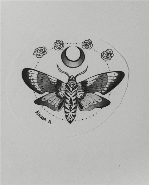 New tattoo idea #moth #moon #tattoo With #roses by @ainnKamp