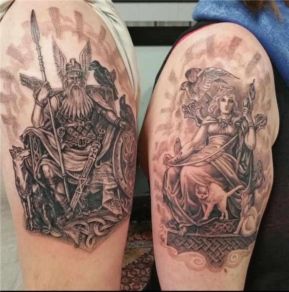 Odin and Frigg, tattoo by Teresa Lane @Sabbath in Bellingham