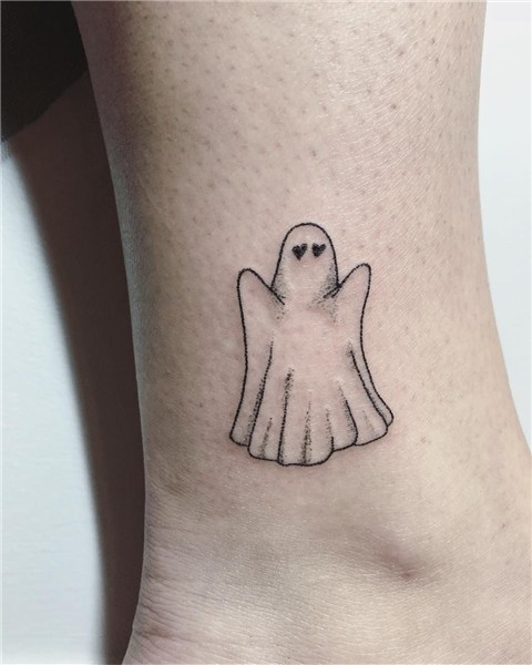 One of two cute hand poked bedsheet ghosts I did for Luna an