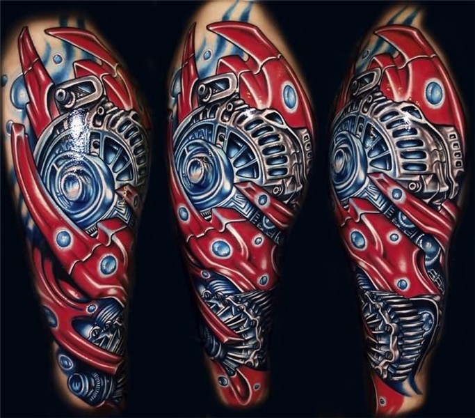 Outstanding Biomechanical Tattoo Made By Colorful Ink
