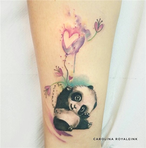 Panda / bear tattoo Love balloon watercolors Carolina Avalle