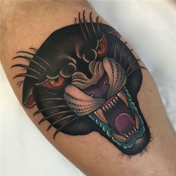 Panther tattoo, Black panther tattoo, Traditional panther ta