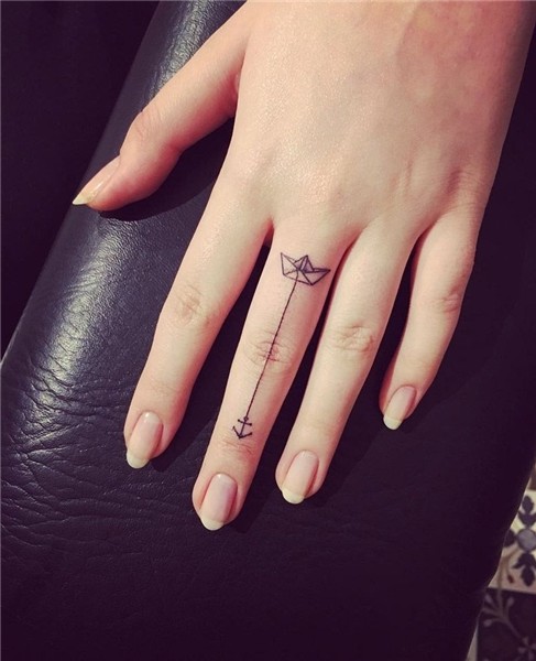 Paper Boat & Anchor Finger Tattoo Best tattoo ideas & design