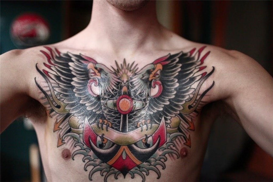 Phoenix-tattoo-3D-design-for-male-chest #Polynesiantattoos C