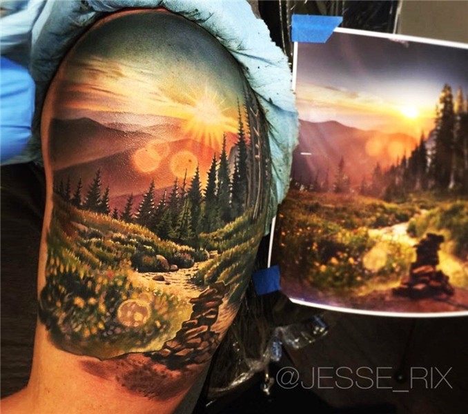 Photo - Sunset in the Forest tattoo by Jesse Rix Photo 16618