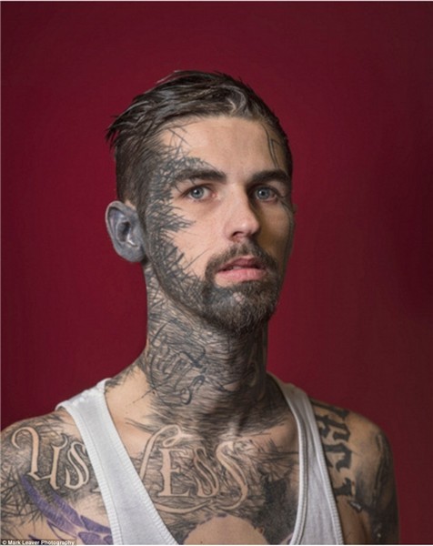 Photographer Mark Leaver's images show people with facial ta