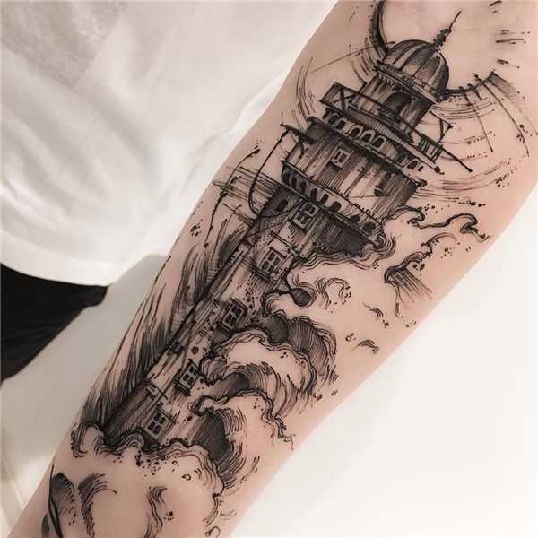 Pin by Emily on Painting Sketch style tattoos, Lighthouse ta
