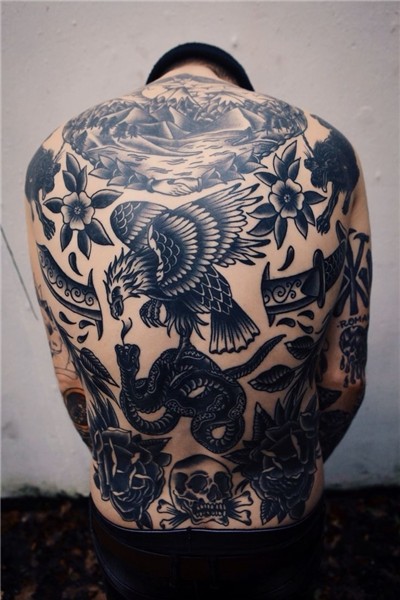 Pin by Marcus Vickery on colored Traditional back tattoo, Ea