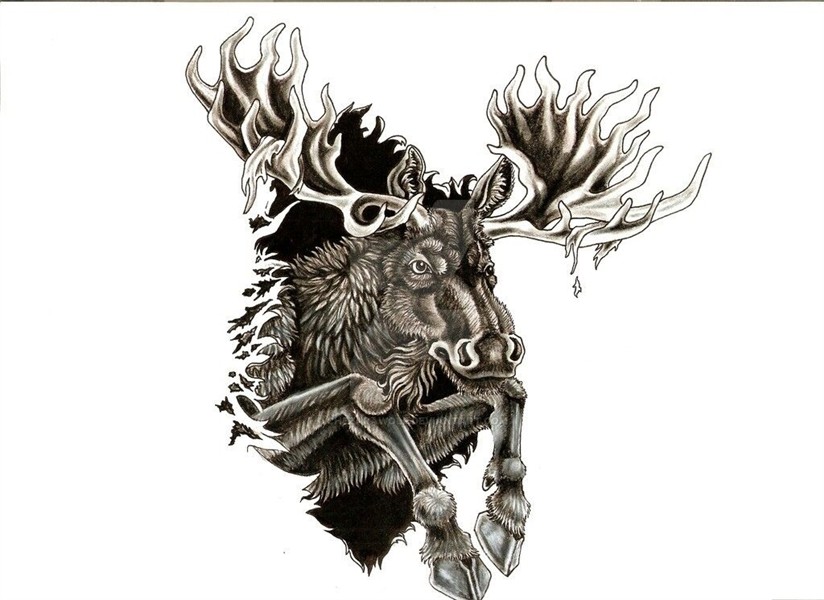 Pin by NMK on moose Head tattoos, Dragon tattoo drawing, Tat