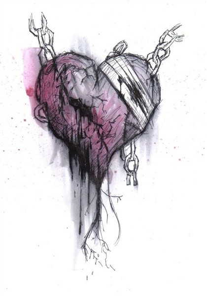 Pin by Olivia Watkins on Emo Broken heart drawings, Heart dr