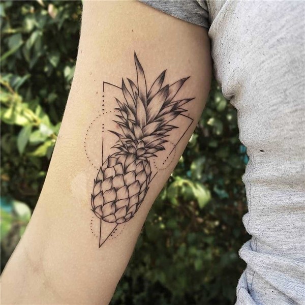 Pineapple and triangle tattoo on the arm - Tattoogrid.net