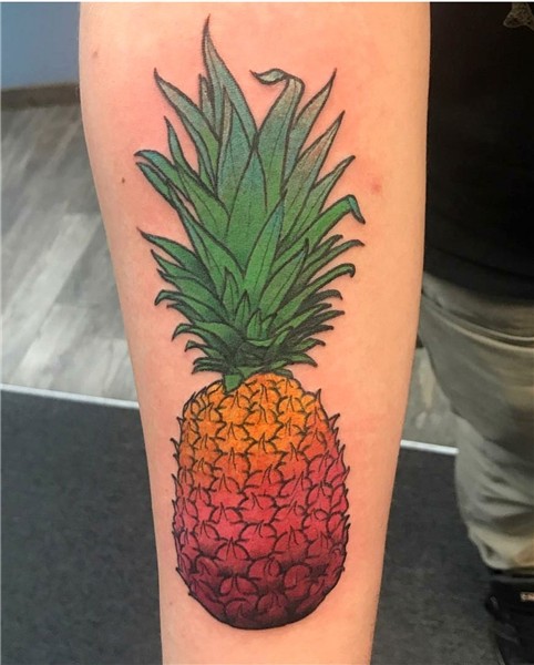 Pineapple tattoo. Done by Bill Fashbaugh at Marvel, South Be