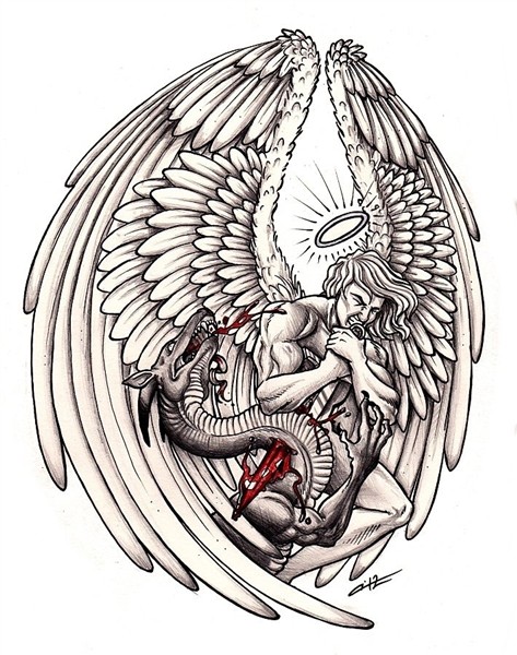 Pin on Angel Slaying Dragon Tattoo