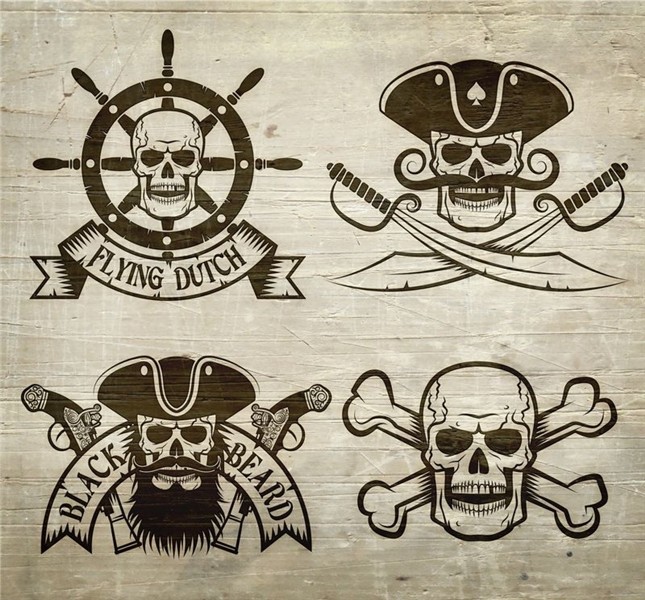 Pirate emblem bundle on Behance Pirate skull tattoos, Pirate