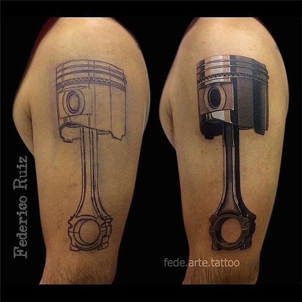 Piston tattoo by @federico_ruiz_arte_tattoo in Mexico City M