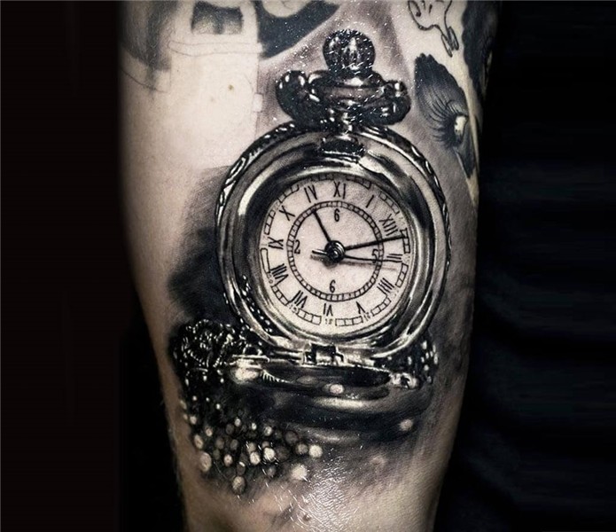 Pocket watch tattoo by Zsofia Belteczky Photo 12240
