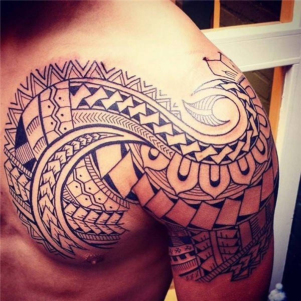 Polynesian Chest & Shoulder Piece Best tattoo design ideas T