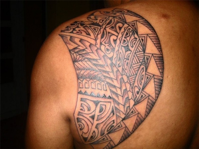Polynesian Tattoo On Shoulder Blade