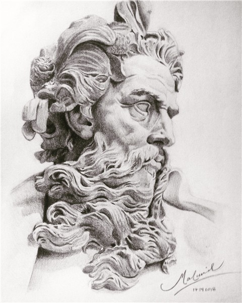 Poseidon / Neptune drawing by Maluvid Www.instagram.com/malu