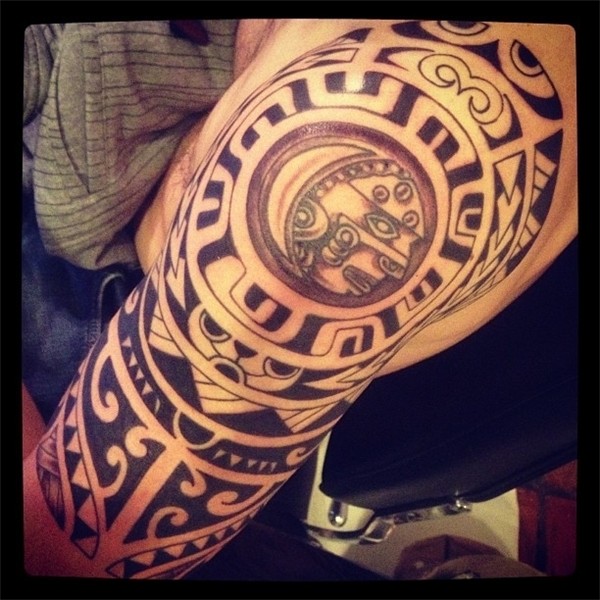 Quality Left Half Sleeve Aztec Tattoo