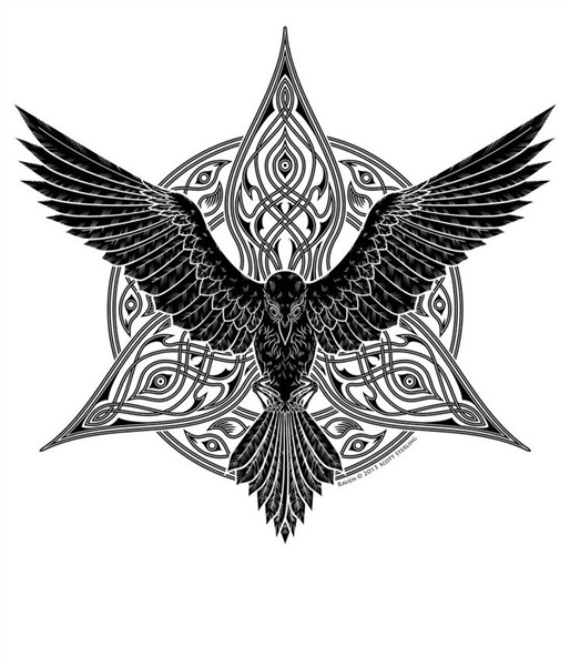 Raven (Black on White) 2015 by drumspyder Celtic tattoos, Ra