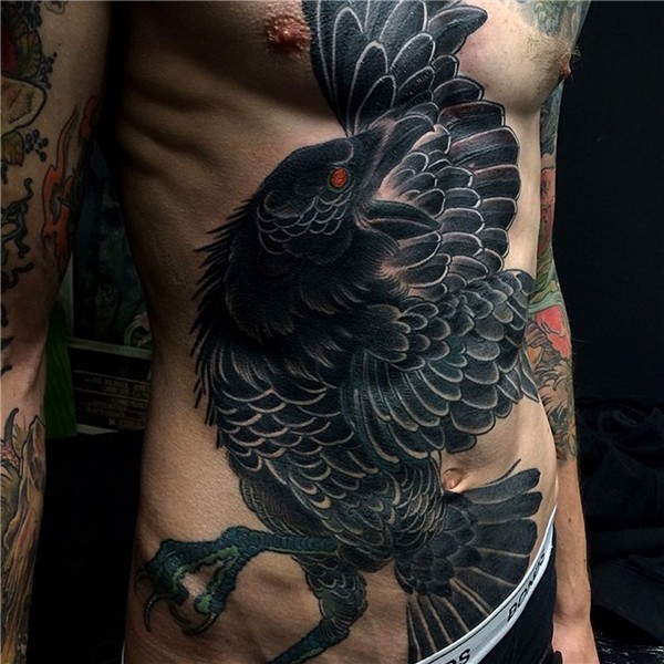 Raven tattoo, Stomach tattoos, Torso tattoos