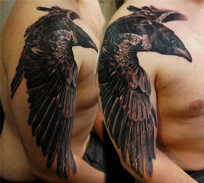 Raven tattoo by Diyan Ivanov at Tattoo Sanctuary, Southampto