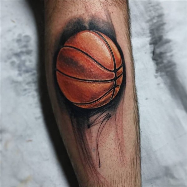 Real Basketball Tattoo On Leg