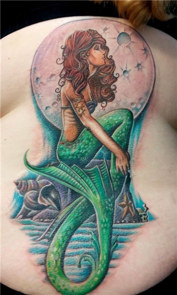 Realistic Colorful Mermaid Tattoo Design For Side Rib Mermai