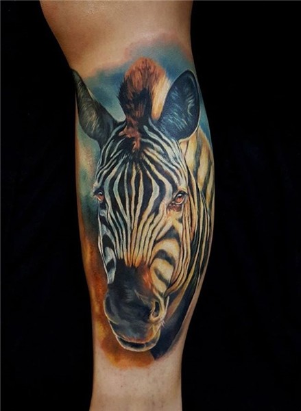 Realistic Zebra Leg Piece Best tattoo design ideas Animal ta