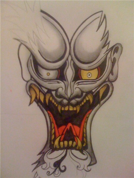 Red Oni Mask Tattoo Design in 2017: Real Photo, Pictures, Im