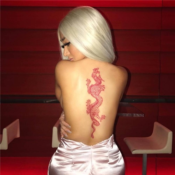 Red dragon tattoo on the back. Red dragon tattoo, Spine tatt