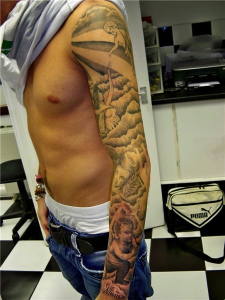 Religious Half Sleeve Tattoo Design For Men