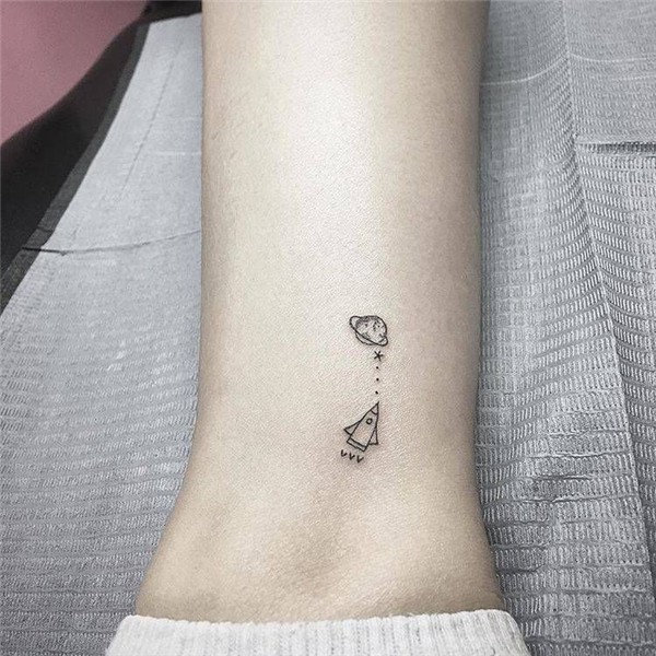 Rocket and Saturn tattoo. Rocket tattoo, Small tattoos, Satu