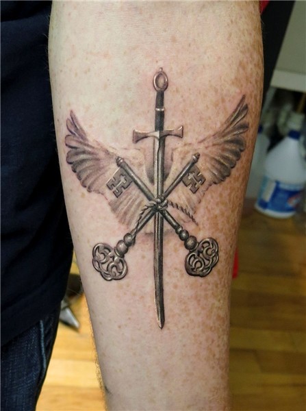 RoyalTattooArt.com; key, sword, wing tattoo Sword tattoo, Fo