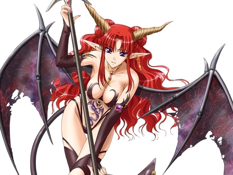 Safebooru - 1girl breasts demon girl demon wings earrings ho