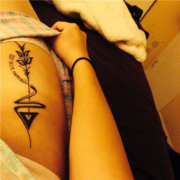 Sagittarius tattoo & birthdate in Roman numerals