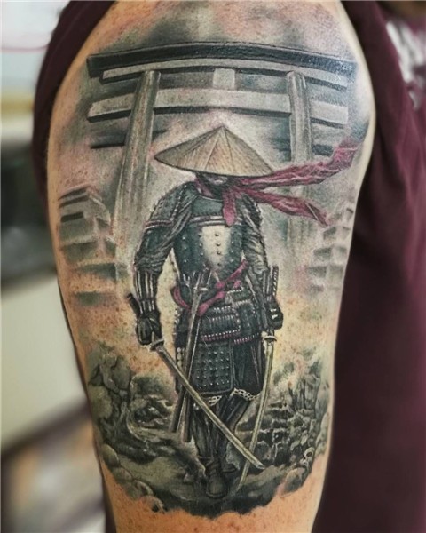 Samurai tattoo by Roman. Limited availability at Redemption