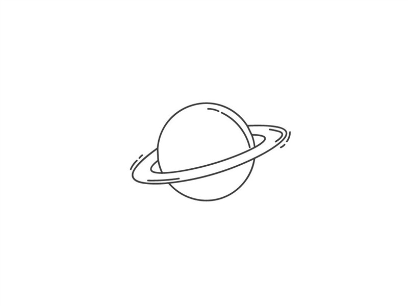 Saturn space art planet line art flat illustration design Sa