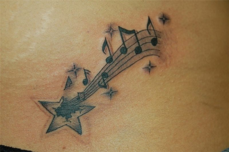 Shooting Star with Musical Notes Tattoo Tattoo by Enoki So.