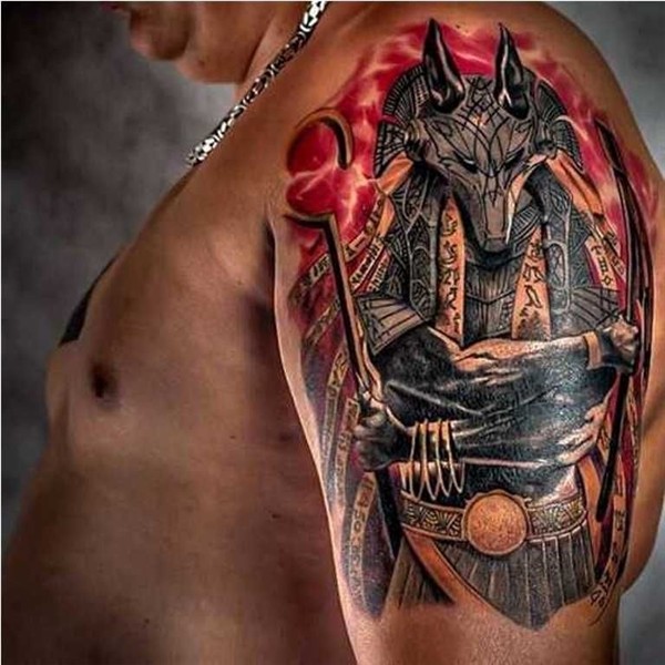 Shoulder Tattoos for Men Egyptian tattoo, Anubis tattoo, Men