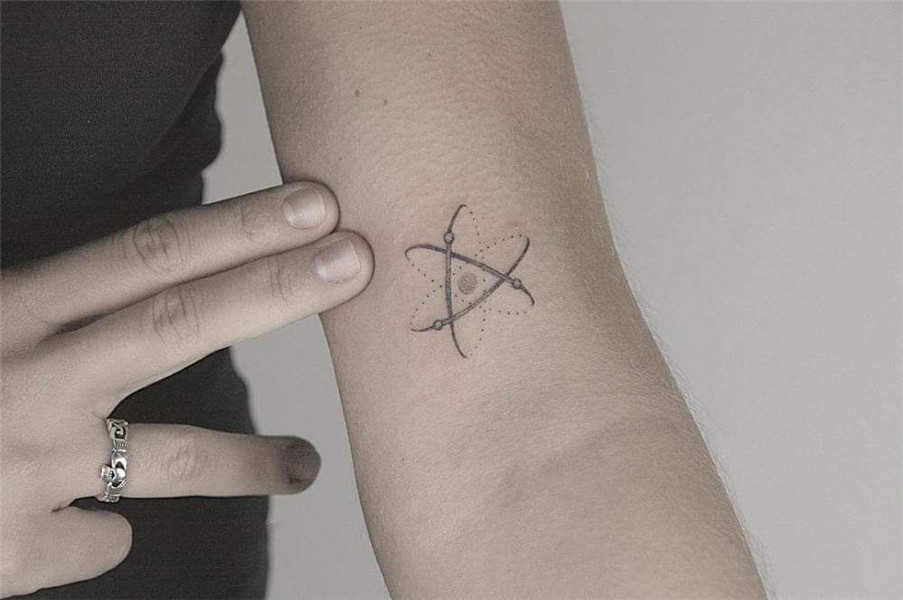 Simple and adorable single needle tattoo Atom tattoo, Small
