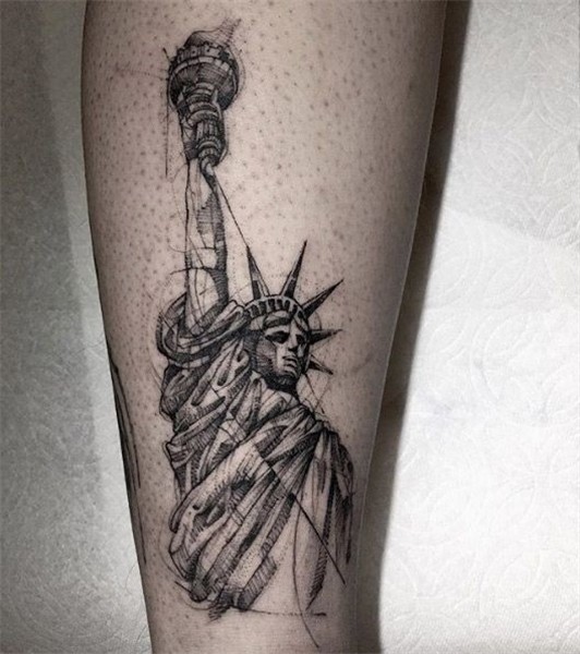 Sketched Statue of Liberty tattoo by BK Statue of liberty ta