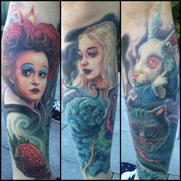 Skin Deep Tales - Paul Acker Wonderland tattoo, Alice and wo