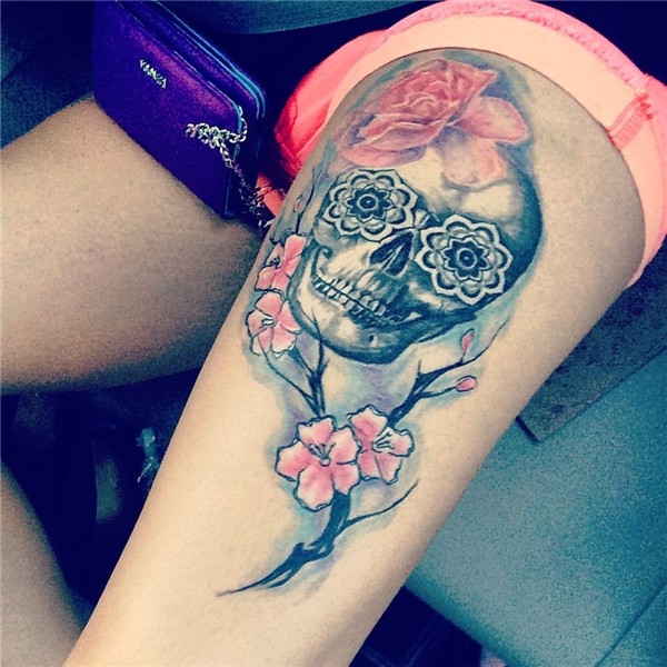 Skull, water color, Cherry Blossom, Mandela , rose tattoo Ta