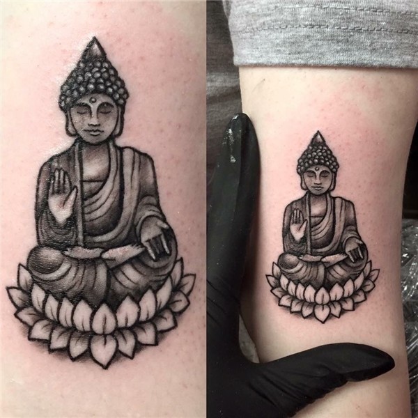 Small Buddha tattoo by Tess at Divine Ink Tattoo Buddha tatt