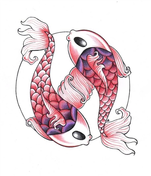 Small Dragon Koi Fish Tattoo Design